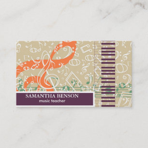 Eleganter Musician Piano Instructor Musiklehrer Visitenkarte