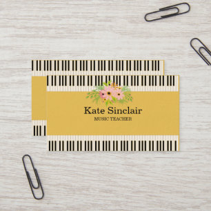 Eleganter Musiklehrer Piano Schlüssel Musikalisch Visitenkarte