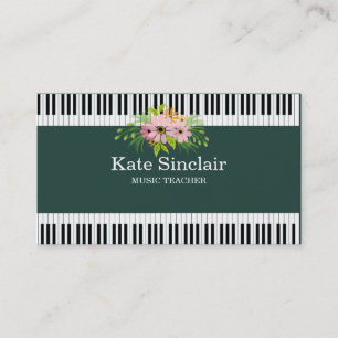 Eleganter Musiklehrer Piano Schlüssel Musikalisch Visitenkarte