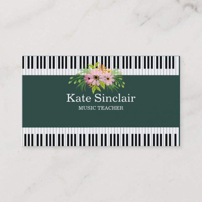 Eleganter Musiklehrer Piano Schlüssel Musikalisch Visitenkarte (Vorderseite)