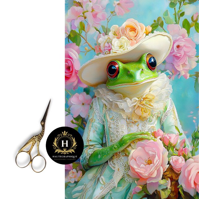 Eleganter Mütter Day Frog in Floral Hat Decoupage Seidenpapier (Von Creator hochgeladen)