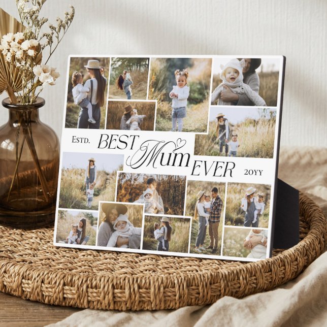 Eleganter Muttertag Beste Mama überhaupt Foto-Coll Fotoplatte (Elegant Mothers Day Best Mum Ever Photo Collage Plaque)