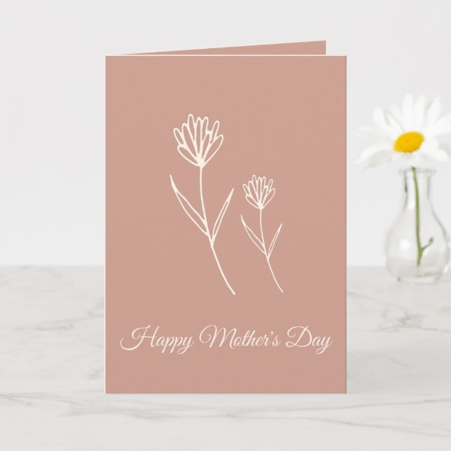 Eleganter Muttertag Dusty Rose Einfache Blumen Karte (Kleine Pflanze)