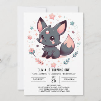 Eleganter Mythischer Fox 1. Geburtstag Einladung