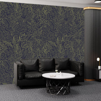 Eleganter Nachthimmel mit Gold-Blume: Peel & Stick Tapete