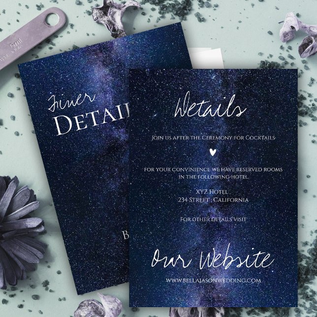 Eleganter nächtlicher Himmel unter den Sternen Hoc Begleitkarte (Elegant Night Sky Under The Stars Wedding Details Enclosure Card)