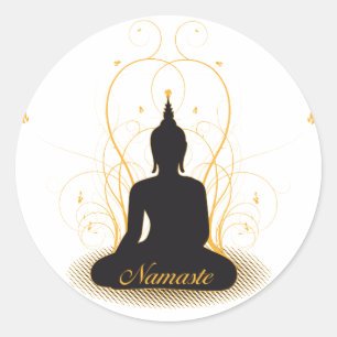 Eleganter Namaste Buddha Runder Aufkleber