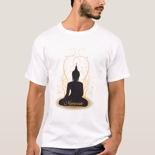 Eleganter Namaste Buddha T-Shirt (Vorderseite)