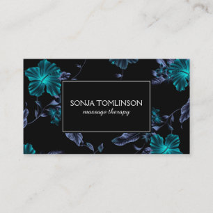 Eleganter Name auf Black Floral Pattern Business C Visitenkarte