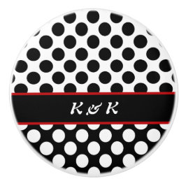 Eleganter Name Black Polka Dot Design Drawer Knob Keramikknauf