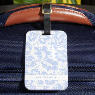 Eleganter Name Blaues Florales Botanisches Gepäckanhänger