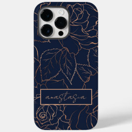Eleganter Name Blue Golden Rose Case-Mate iPhone 14 Pro Max Hülle