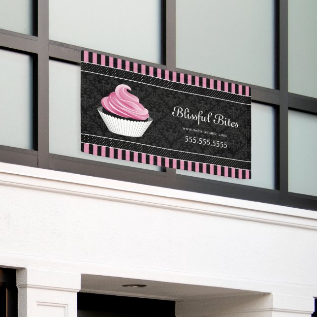 Eleganter Name der Bäckerei Cupcake Banner (Äußeres Gebäude)