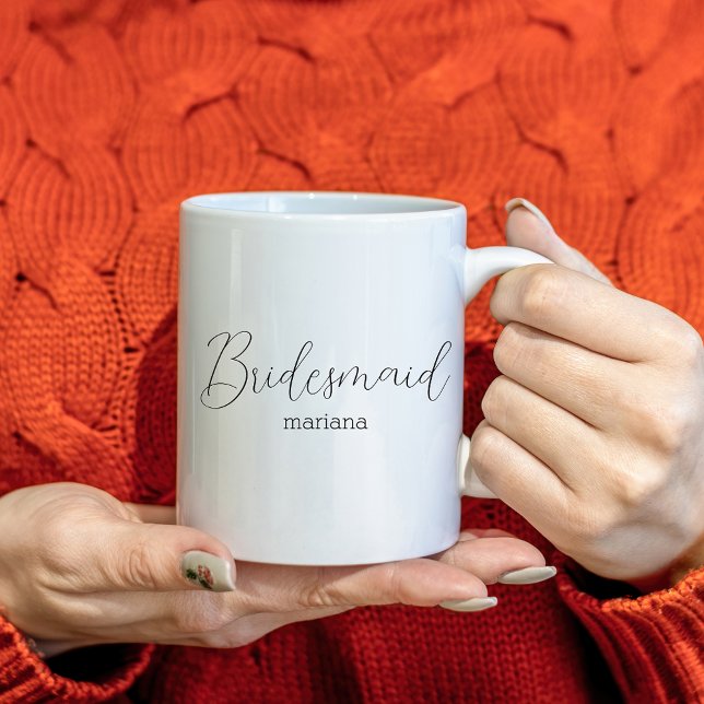 eleganter Name der Brautjungfrau modern minimalist Kaffeetasse (Von Creator hochgeladen)