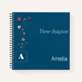 Eleganter Name der Monogramm-Blütenbezeichnung dun Notizbuch