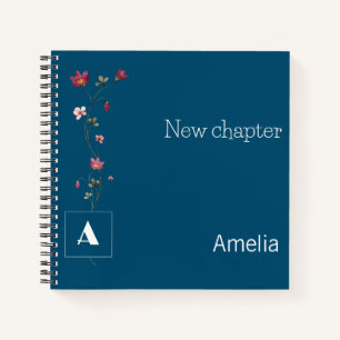 Eleganter Name der Monogramm-Blütenbezeichnung dun Notizbuch