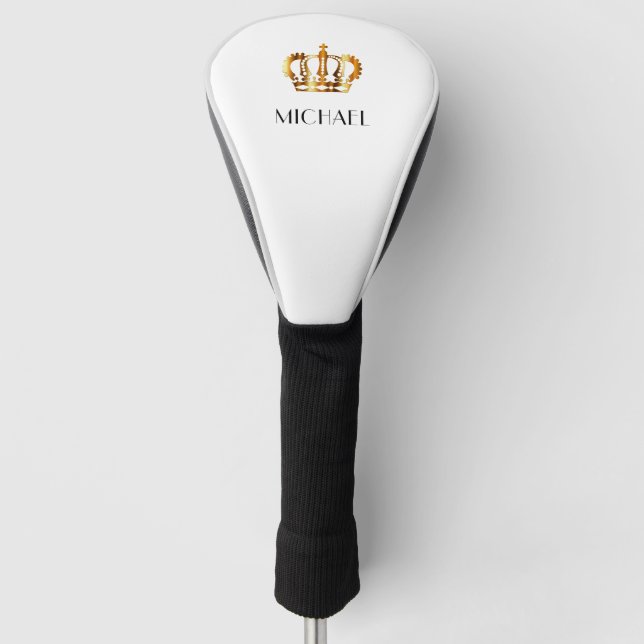 Eleganter Name der Royal Gold Crown Golf Headcover (Vorderseite)