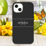 Eleganter Name der Schwarzen Silber Monogramm Pers iPhone 13 Hülle<br><div class="desc">Passen Sie den Text an und erstellen Sie einfach Ihre personalisierte iPhone-Hülle. Klicken Sie auf BEARBEITEN und anschließend auf HINTERGRUND BEARBEITEN, um die Hintergrundfarbe zu ändern. Sie können dieses Design auf anderen Zazzle-Produkten übertragen und an die meisten Zazzle-Produkte anpassen. Standard Studio-Designs werden in hochauflösender Grafik für berufliche Drucke erstellt. Vielen...</div>