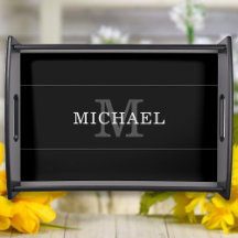 Eleganter Name der Schwarzen Silber Monogramm Pers