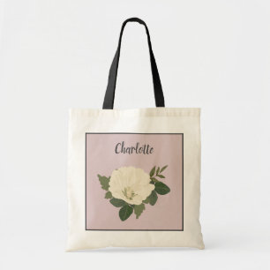 Eleganter Name der White Blume, benutzerdefinierte Tragetasche