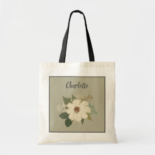 Eleganter Name der White Blume, benutzerdefinierte Tragetasche