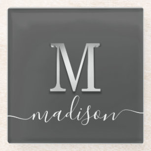 Eleganter Name des benutzerdefinierten Monogramms Glasuntersetzer