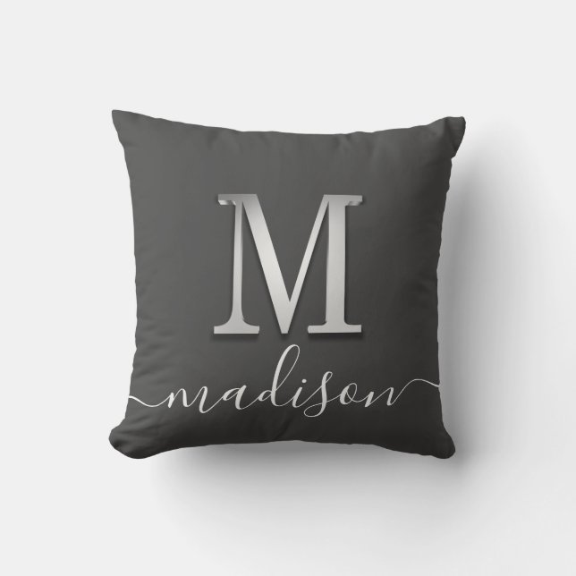 Eleganter Name des benutzerdefinierten Monogramms  Kissen (Vorderseite)