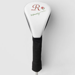Eleganter Name des Bloral-Herzens in Monogramm Golf Headcover