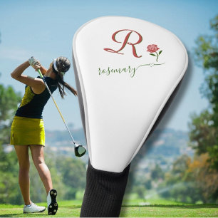 Eleganter Name des Bloral-Herzens in Monogramm Golf Headcover