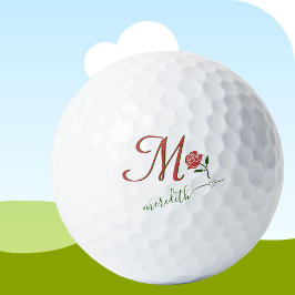 Eleganter Name des Bloral-Herzens in Monogramm Golfball