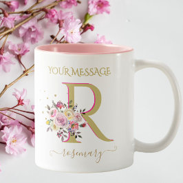 Eleganter Name des Floral Gold Pink, benutzerdefin Zweifarbige Tasse