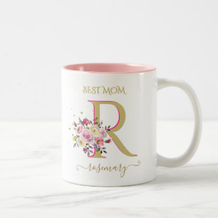 Eleganter Name des Floral Gold Pink, benutzerdefin Zweifarbige Tasse