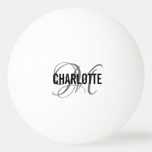 Eleganter Name des grauen Skripts Monogramm Tischtennisball