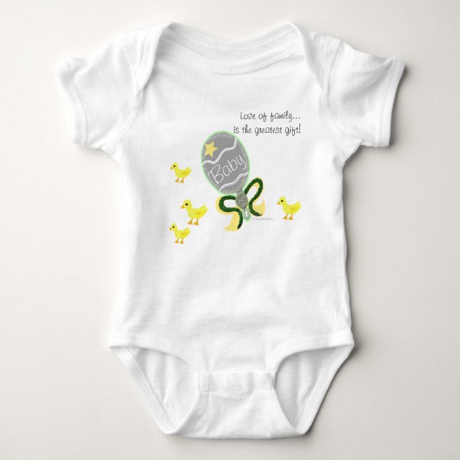 Eleganter Name des Green Yellow Baby Rattle Hospit Baby Strampler (Vorderseite)