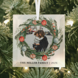 Eleganter Name des Kranzes und Foto Glas Ornament Ornament Aus Glas