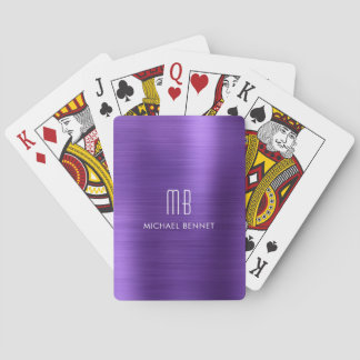 Eleganter Name des Lila Metallischen Monogramms Spielkarten