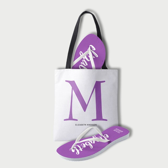 Eleganter Name des Lila Monogramms (Elegant purple monogram and name tote bag (flip flops sold separately in our store.))