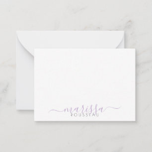 Eleganter Name des Lila Monogramms für moderne Skr Mitteilungskarte