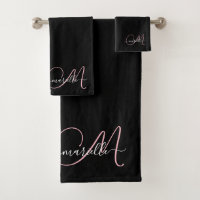 Eleganter Name des Monogram-Skripts in schwarz ros