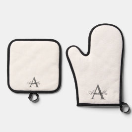 Eleganter Name des Personalisierten Monogrammes Ofenhandschuh & Topflappen-Set