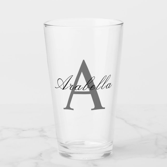 Eleganter Name des Personalisierten Monogramms Glas (Vorderseite)