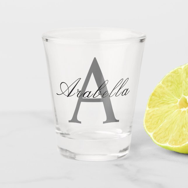 Eleganter Name des Personalisierten Monogramms Schnapsglas (Vorderseite)