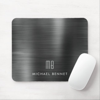 Eleganter Name des Schwarzen Metallischen Monogram Mousepad