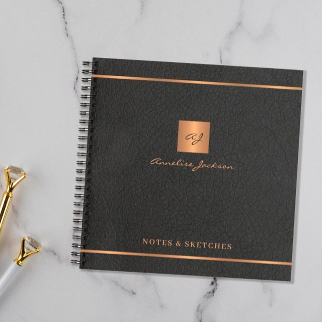 Eleganter Name des Skripts Monogramm personalisier Notizbuch (Von Creator hochgeladen)