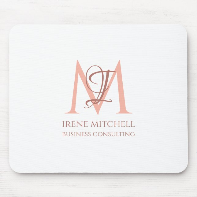 Eleganter Name des White Rose Gold Moderne Monogra Mousepad (Vorne)