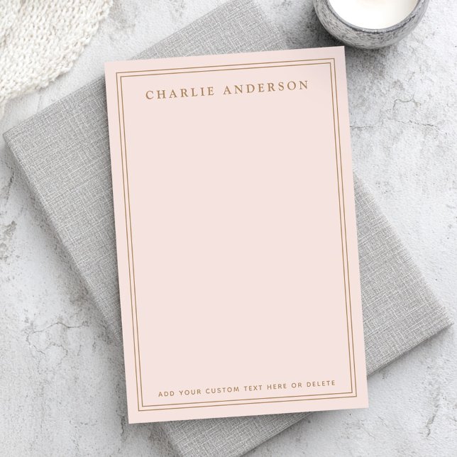 Eleganter Name Doppelgrenzenlicht rot Rosa Post-it Klebezettel (Elegant name double border light blush pink post-it notes)