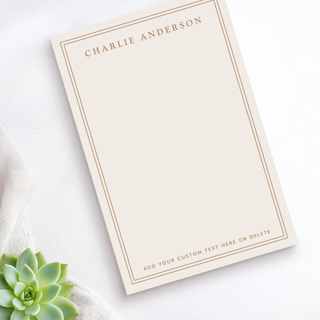 Eleganter Name doppelter Rand hellbraun Post-it Klebezettel (Elegant name double border light tan brown post-it notes)