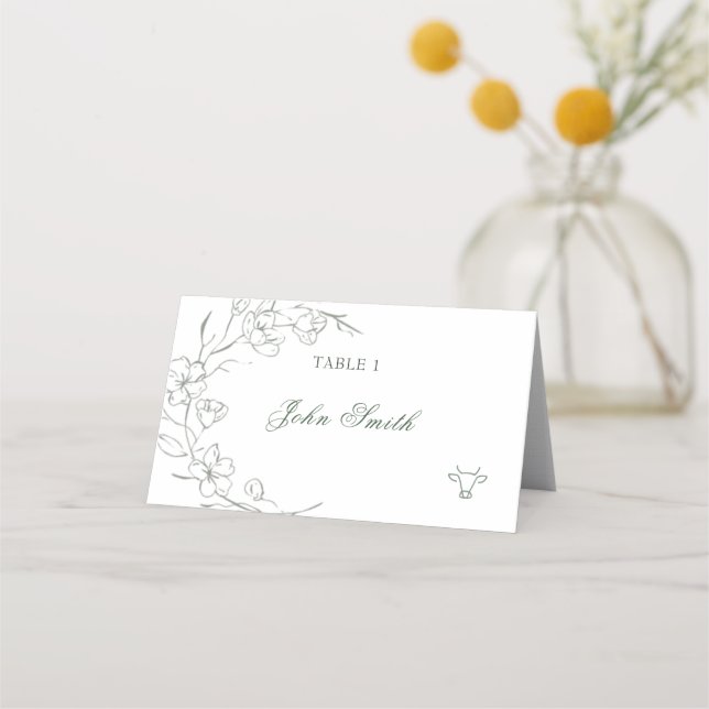 Eleganter Name Food Card Platzkarte (Vorderseite)
