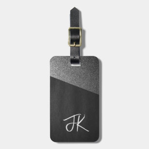 Eleganter Name für Blue und Gold Glitzer Mit Monog Gepäckanhänger