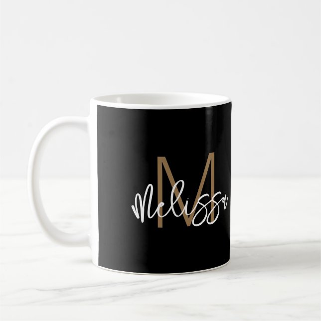 Eleganter Name für das Schwarze Gold Monogram Kaffeetasse (Links)